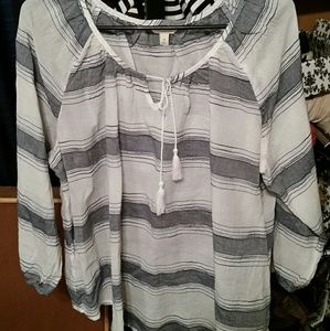 Sonoma White and Gray Striped Top